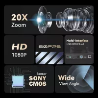 Tenveo Caméra Conférence PTZ 20X: Full HD, Zoom Optique Exceptionnel pour vos Meetings et Streaming!